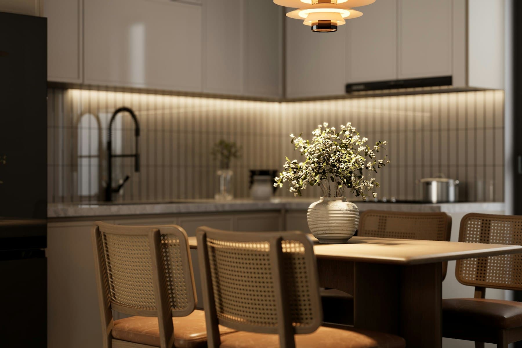 Bright Scandinavian dining space